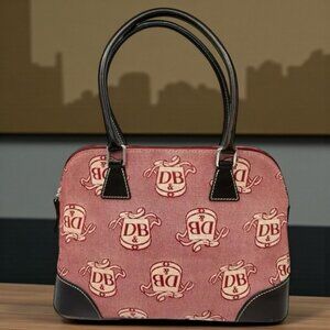 Vintage Dooney & Bourke Domed Crest Canvas/Leather Satchel + Key Fob